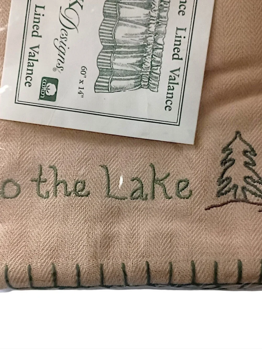 Park Designs Welcome To The Lake Valance Embroidered Tan Green Farmhouse Cabin